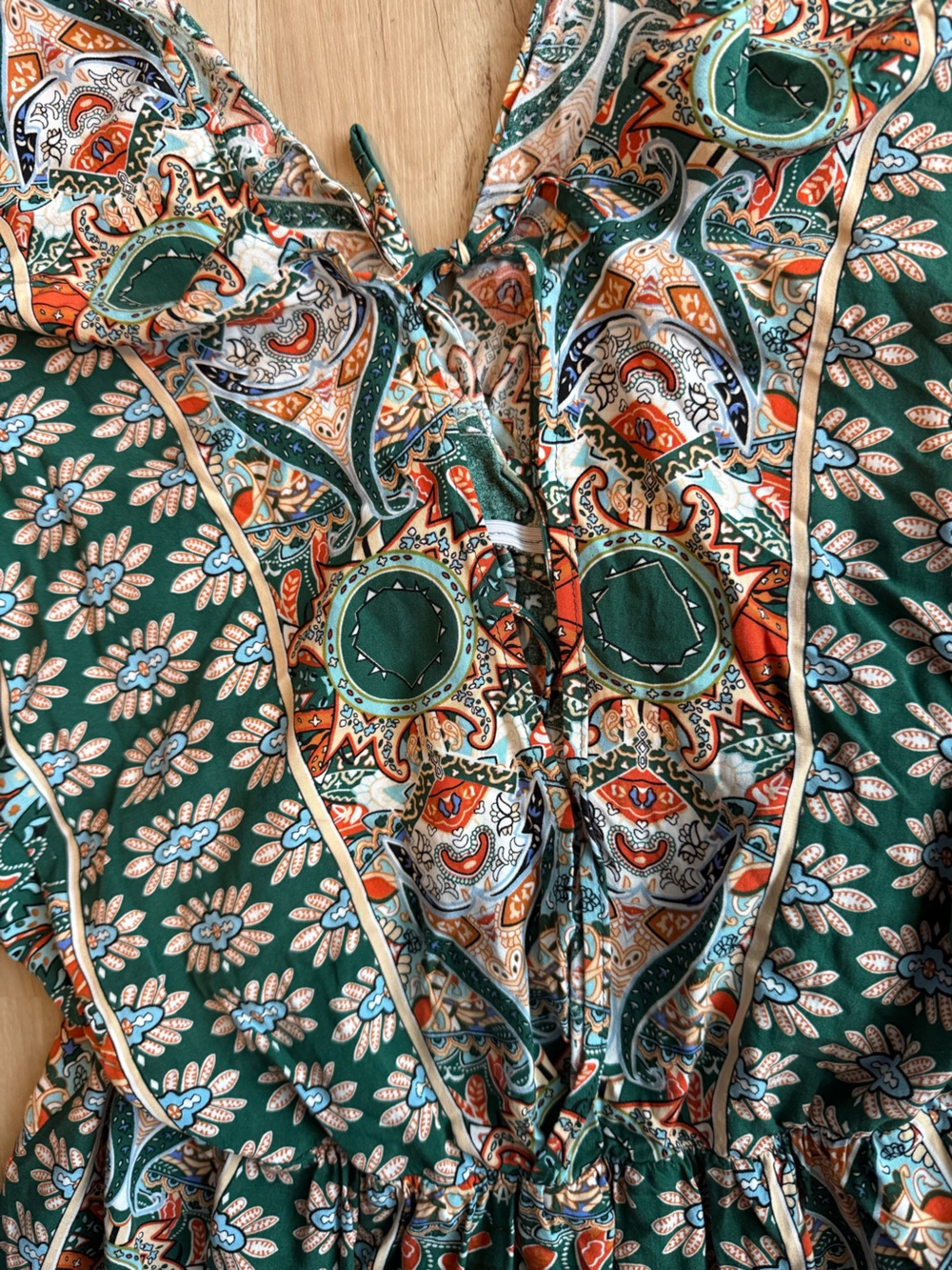 SHEIN XL Boho Paisley Floral Mini Dress | Puff Sleeves | Cottagecore Festival - Picture 4 of 5